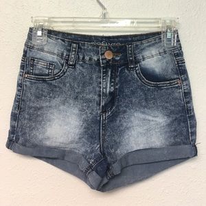 High waisted acid wash shorts